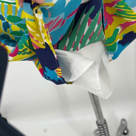 J. Crew Tropical Print Asymmetrical Bright Mini Dress Ruffles Multi 2 - Picture 7 of 13